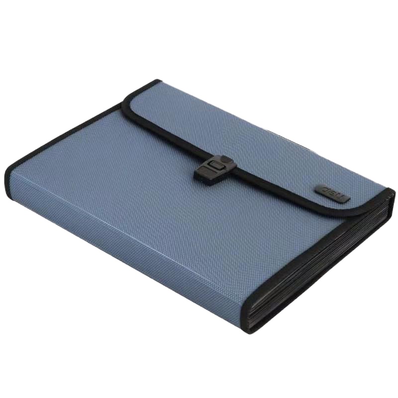 得力5555文件夹风琴包手提式多层资料袋A4多功能事务包 蓝色