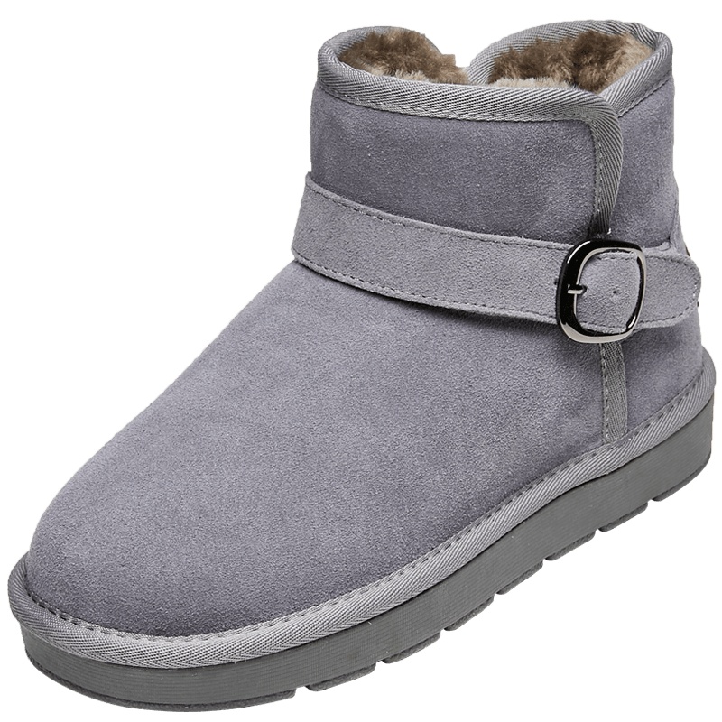 康奈男鞋 冬季简约保暖毛绒雪地靴圆头男士休闲平跟短筒靴1178733