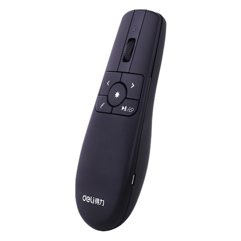 得力2803飞鼠翻页激光笔空中鼠标功能教学笔无线商务激光笔锂电池黑色