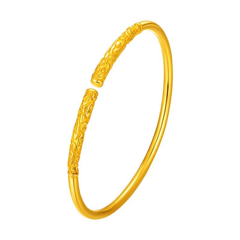 梦金园 古法金手镯足金999金箍棒手环国潮中国风传承金手镯女