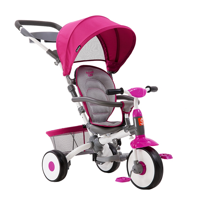 荟智(Huizhi)儿童三轮车高碳钢前轮离合靠背可调节星河紫海军蓝婴儿推车HSR201