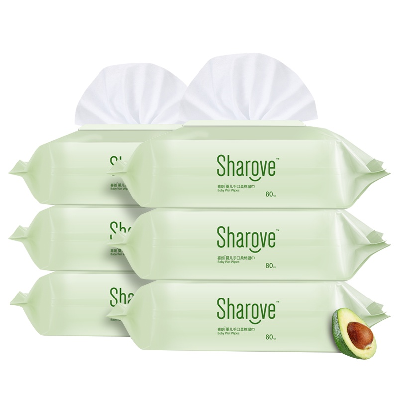 喜朗 婴儿带盖手口湿巾80片X4包装 宝宝湿纸巾