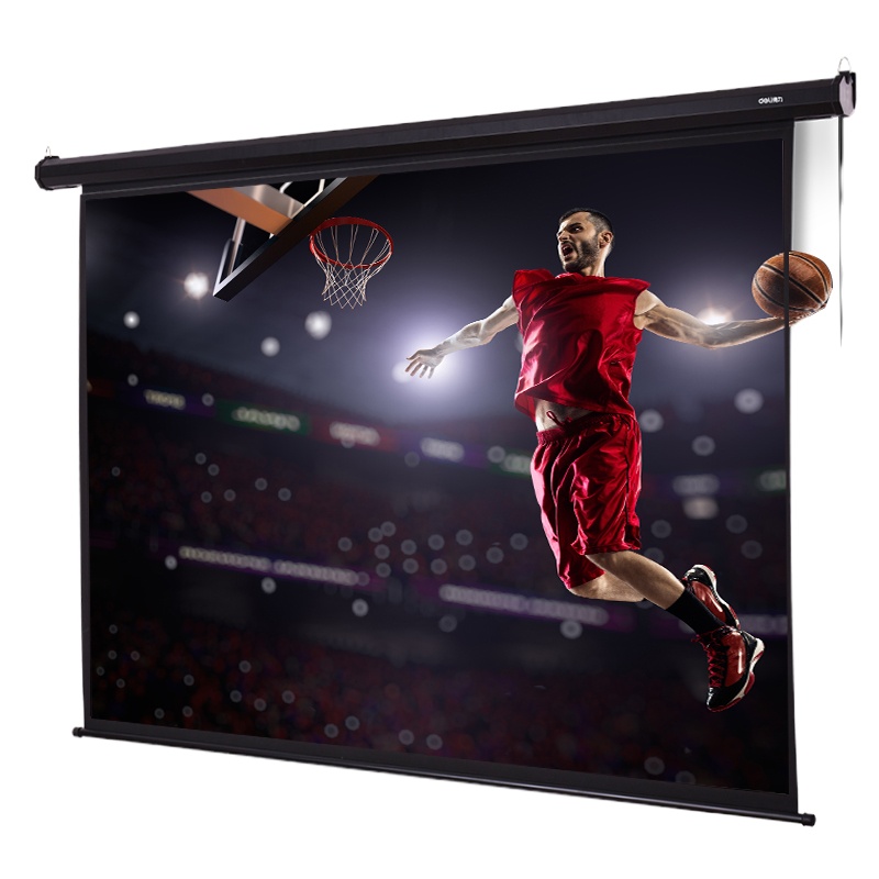 得力(deli)120英寸 16：10(兼容169)电动调节投影幕布投影布 简易家用投影机投影仪幕布50498