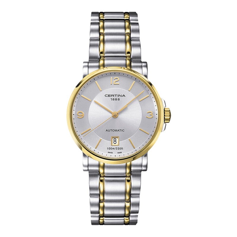 雪铁纳(CERTINA)瑞士手表 卡门系列自动机械女士钢带腕表 38mm银白盘 C017.407.22.037.00