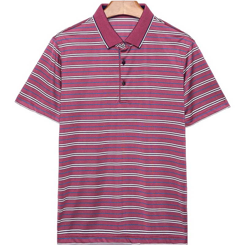 恒源祥男装夏新款翻领含桑蚕丝短袖T恤中年爸爸装休闲Polo衫