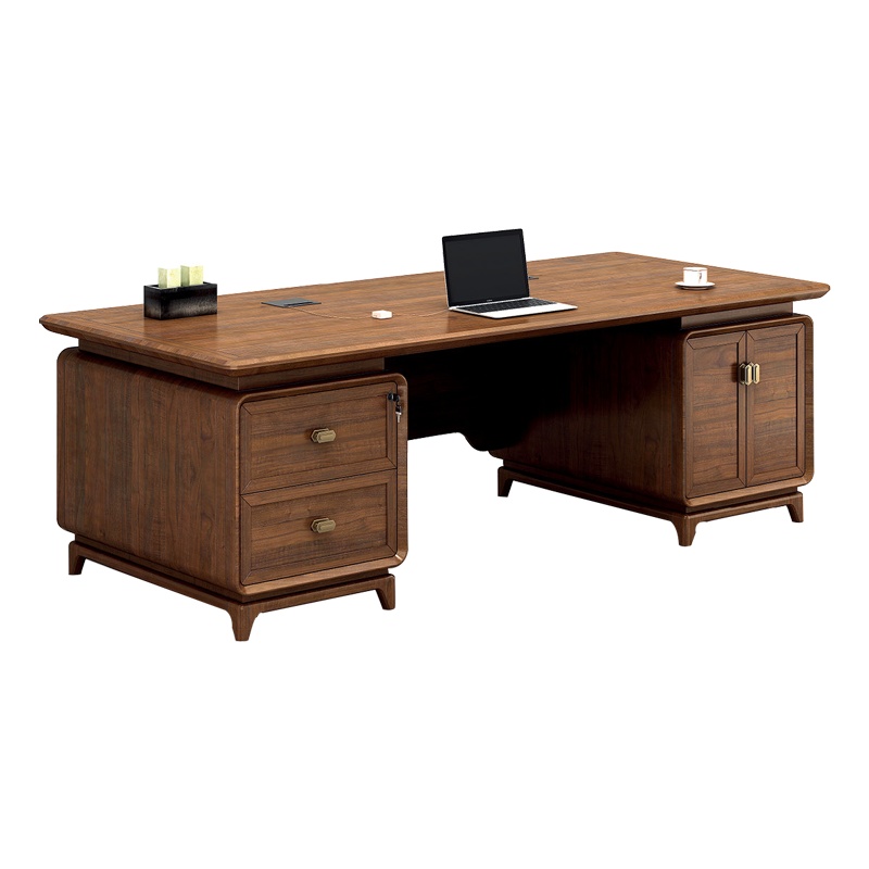 DYUANS 东原板木结合实木班台新中式2.4米胡桃木办公桌