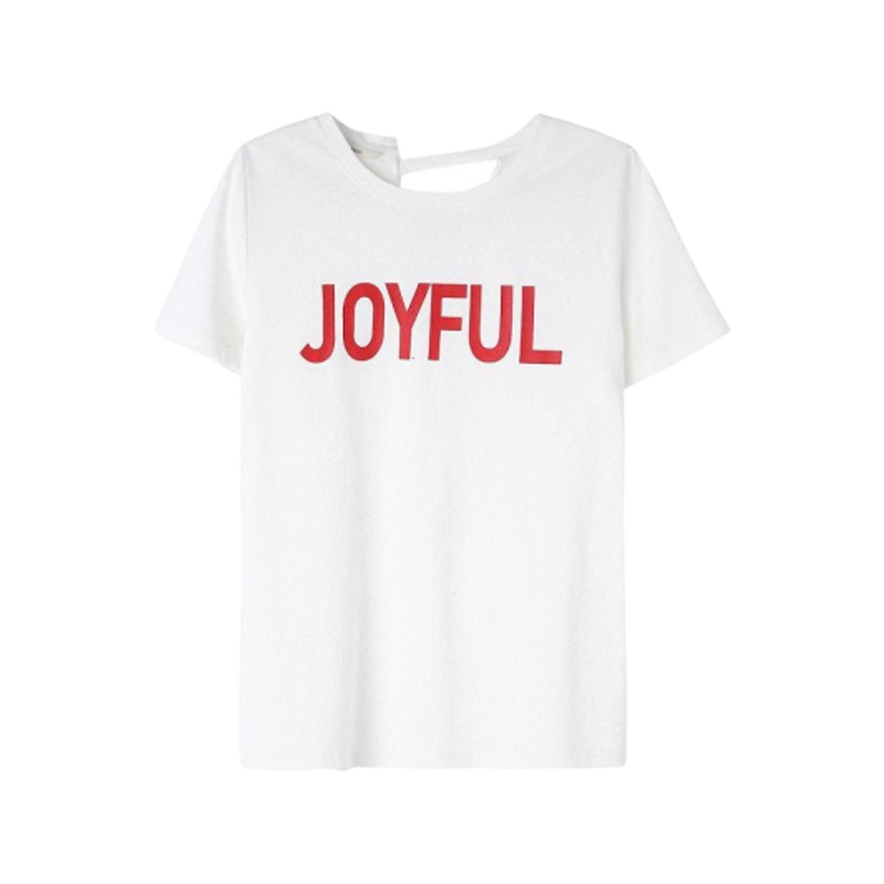 拉·贝缇 夏季新款韩版宽松显瘦圆领短袖字母印花百搭纯棉T恤