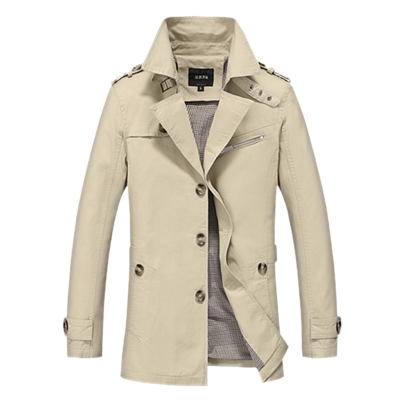 活力时光风衣男棉质工装服中长款外套