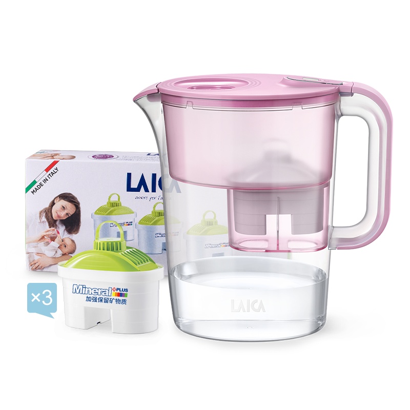 莱卡(LAICA) 滤水壶LA35EN-P 家用滤水壶过滤净水器 西西里系列3.5L樱花粉 母婴专用进口滤芯 一壶四芯装