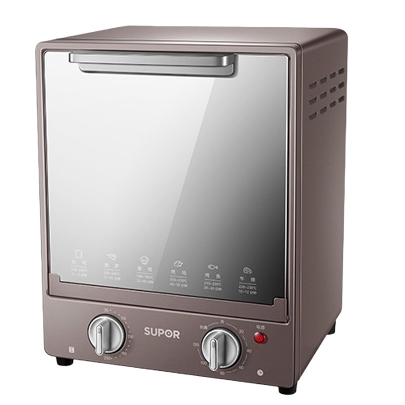 苏泊尔 (SUPOR ) 电烤箱 家用迷你立式 光波加热 15L容量镜面奶咖色 3层烤位多功能 K15FK819