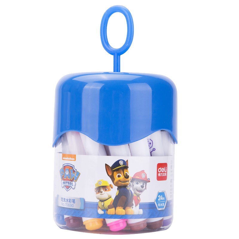 得力文具70690LAN汪汪队立大功水彩笔套装儿童幼儿园小学生用彩笔彩色笔水彩画笔24色18色可水洗安全无毒绘画