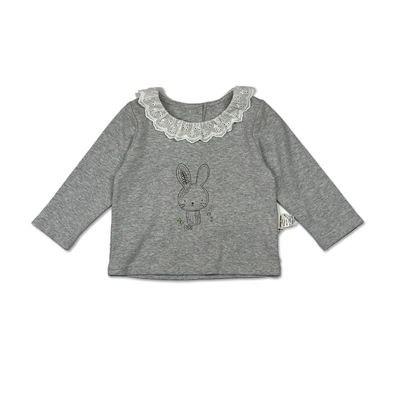 洛克泰迪针织圆领上衣2020春秋童装女可爱兔兔图案女婴T恤