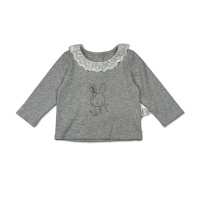 洛克泰迪针织圆领上衣2020春秋童装女可爱兔兔图案女婴T恤