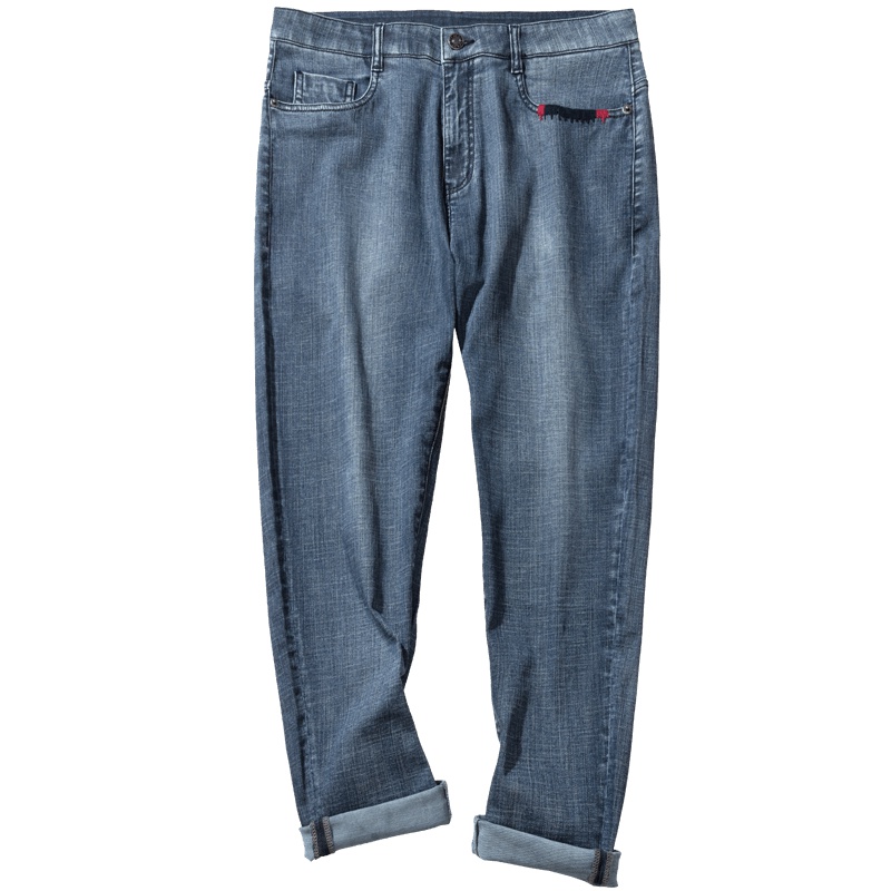 千纸鹤牛仔裤2019秋季新款时尚宽松柔软微弹直筒青年休闲裤80201