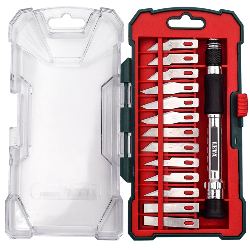 [苏宁自营]勒塔(LETA)工具 14件套不锈钢雕刻刀 橡皮雕刻刀手机贴膜刻刀纸雕剪纸刀手工模型刀 LT-ST065