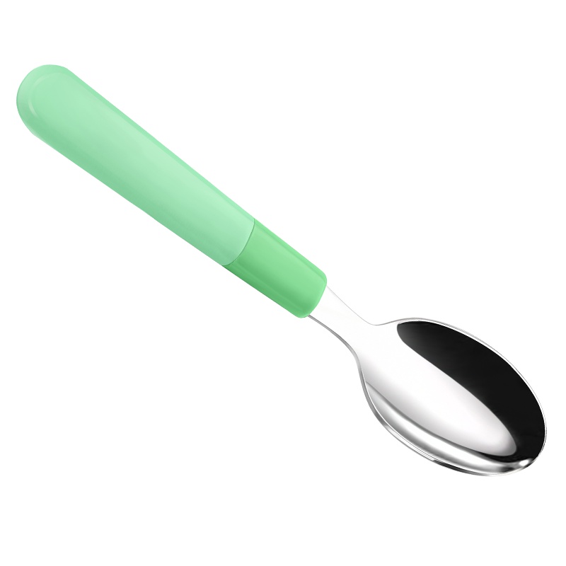 宝啦母婴婴幼儿童餐具宝宝学吃饭训练勺子儿童不锈钢饭勺婴儿辅食勺新生儿喂水喂饭 ——3140薄荷绿
