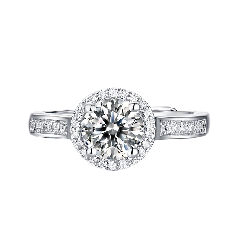 BF璀尚珠宝 繁星 S925银莫桑钻石女士活口戒指 BFZJ0001