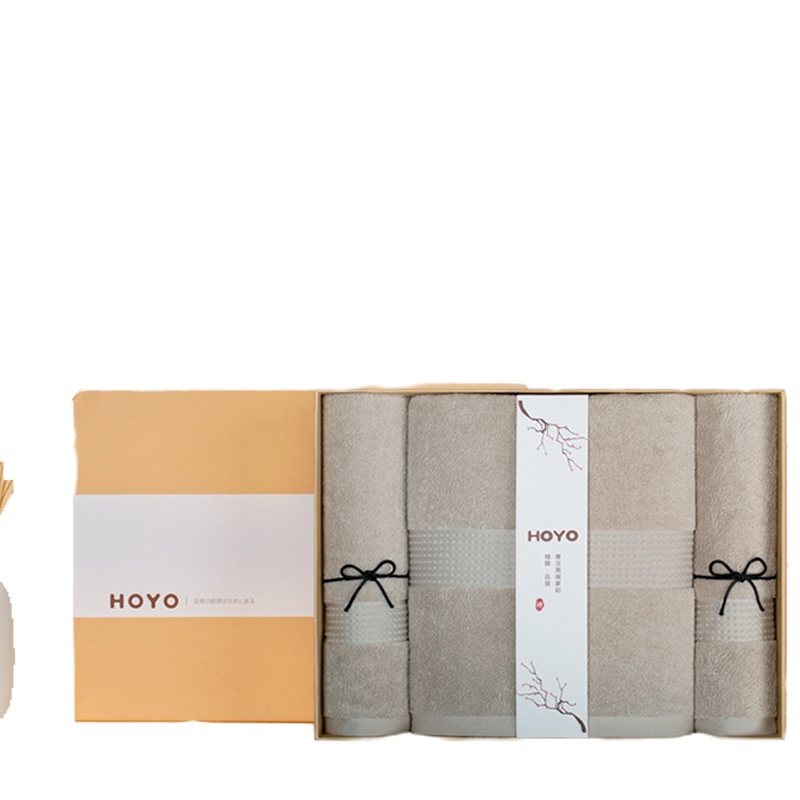HOYO 精梳丝光棉毛巾浴巾三件套纯棉吸水不掉毛礼盒装7243