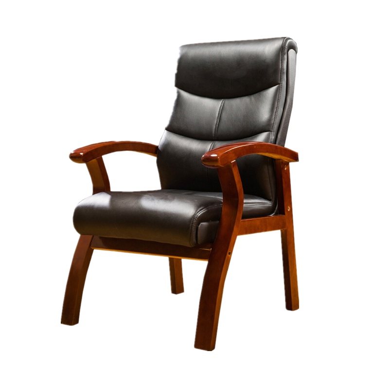 欧宝美办公椅老板椅实木四角麻将椅会议椅黑色