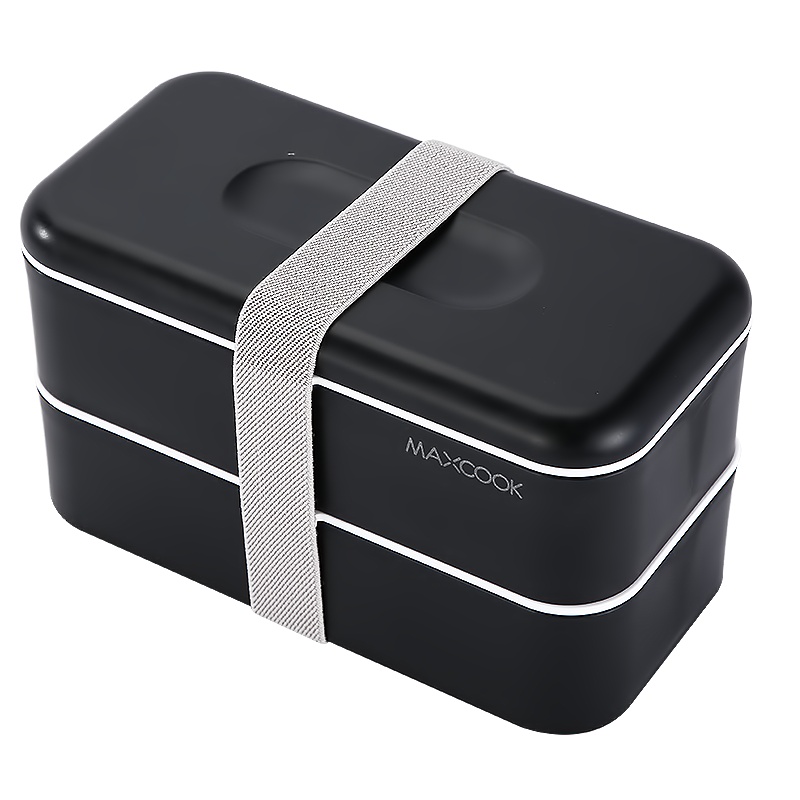 美厨(maxcook)双层日式饭盒便当盒 304不锈钢分隔饭盒便携式可微波炉加热保鲜餐盒