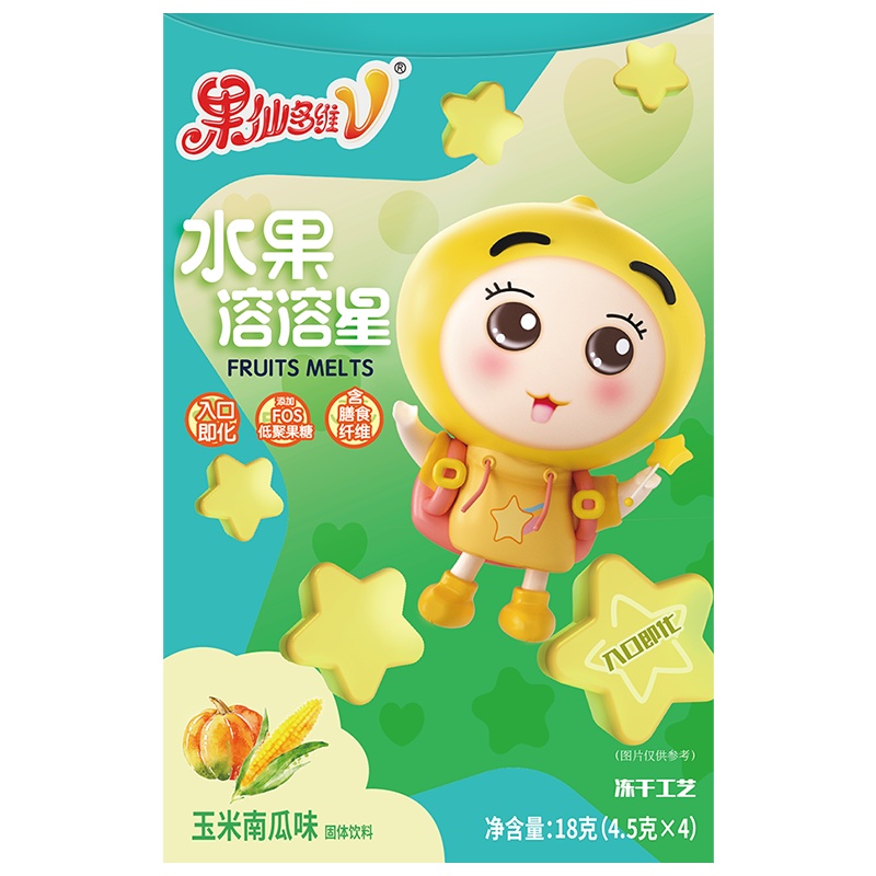 果仙多维V 儿童零食水果豆小馒头儿童小点心南瓜玉米水果溶溶星18g