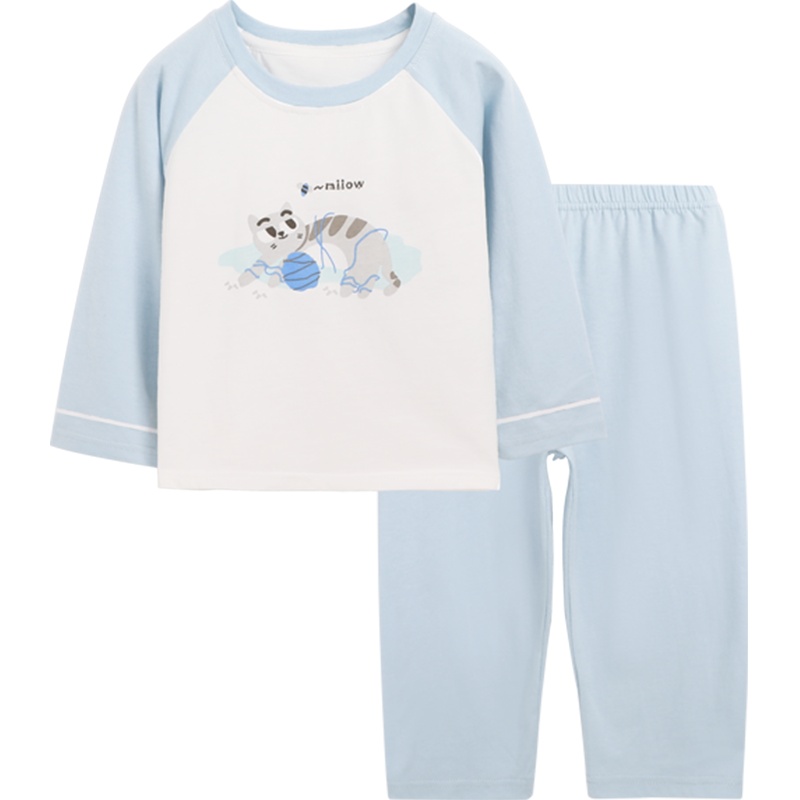 猫人儿童家居服睡衣春秋纯棉男童长袖套装女宝宝夏季薄款空调秋装