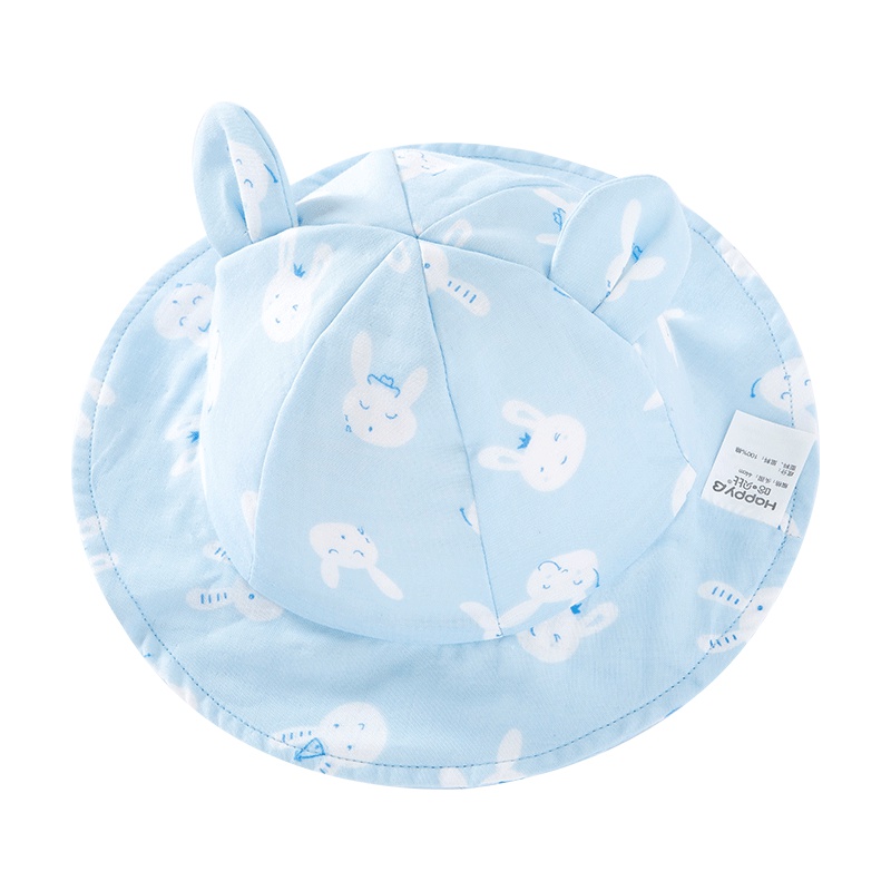 哈贝比婴儿遮阳帽棉纱布男女宝宝帽子夏季防晒薄太阳帽纱布渔夫帽