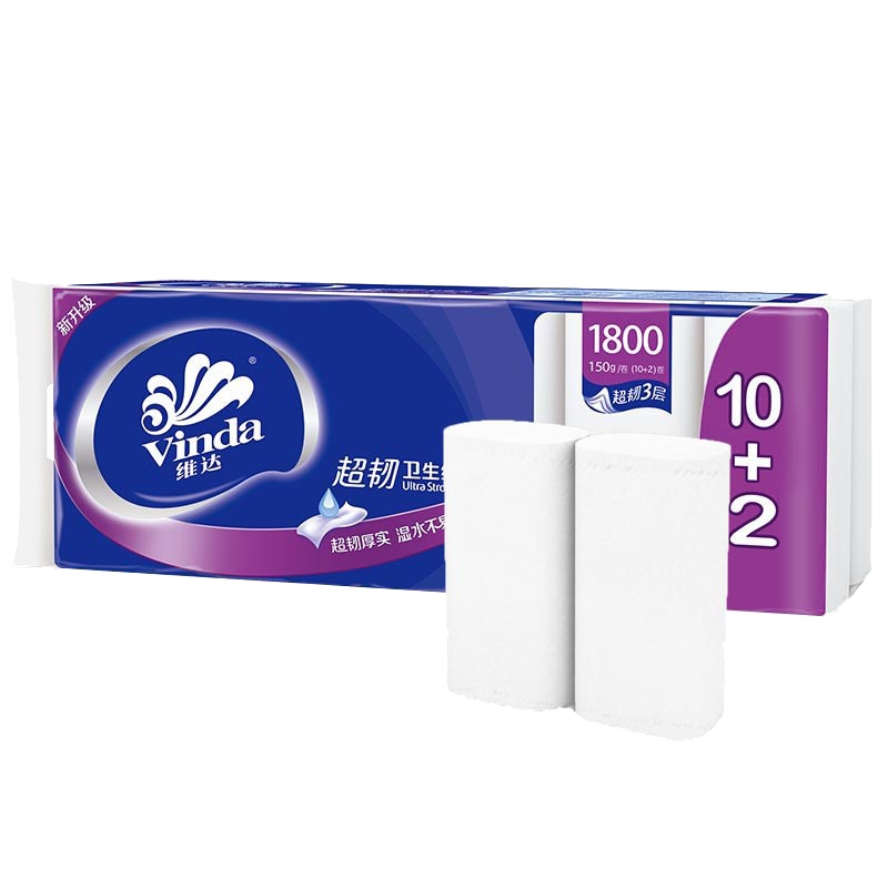 维达(Vinda) 卷纸 超韧四层150g*12卷 无芯卷纸 卫生纸巾新老包装交替发货)