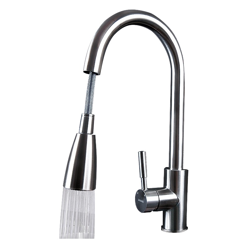 潜水艇厨房洗菜盆不锈钢可抽拉式水龙头 冷热水伸缩拉伸龙头花洒