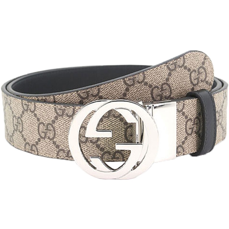 GUCCI 古驰 男士人造帆布/皮革板扣式双面腰带皮带 473030 KGDHN