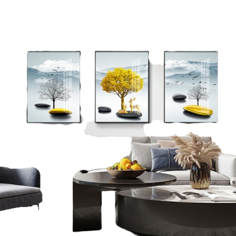 红叶 现代简约客厅装饰三联画款30*40cm