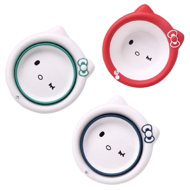 婴儿洗脸盆可折叠智扣悬挂三件套儿洗婴童用品新生婴盆小脸压缩脚面_折叠款红色绿色蓝色升级-N75