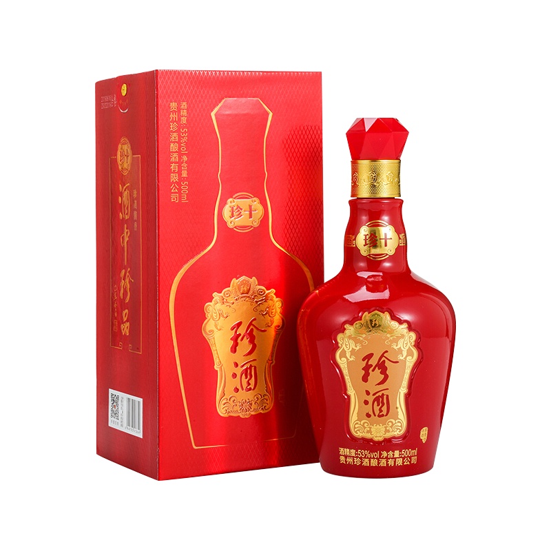 珍酒 珍十 53度 酱香型白酒 500m 单瓶装