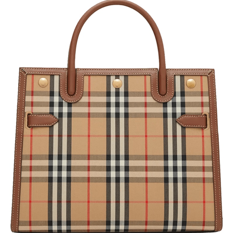 预售 BURBERRY Title - 小号 Vintage 格纹双提柄泰尔勒手袋