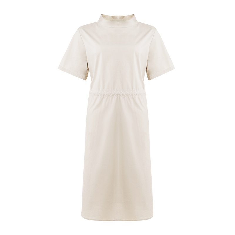 鄂尔多斯1980 春夏欢悦系列纯色优雅轻薄宽松侧系带收腰X型连衣裙