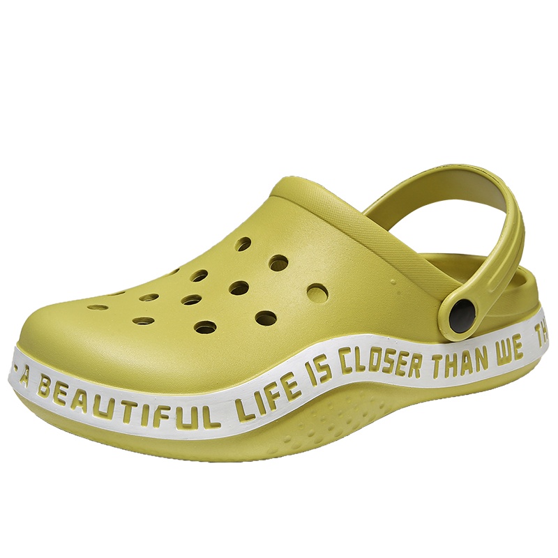 羊骑士男士洞洞鞋夏季个性防滑沙滩鞋潮流百搭软底凉拖鞋男室外包头凉鞋