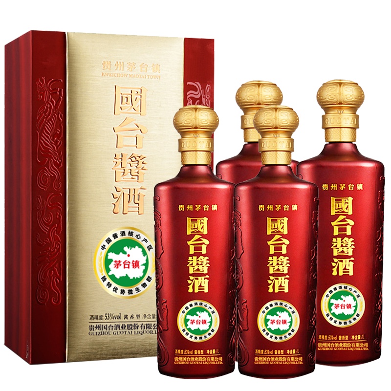 [官方自营旗舰店]国台白酒 国台酱酒 1L*4瓶 整箱装 53度酱香型白酒礼盒