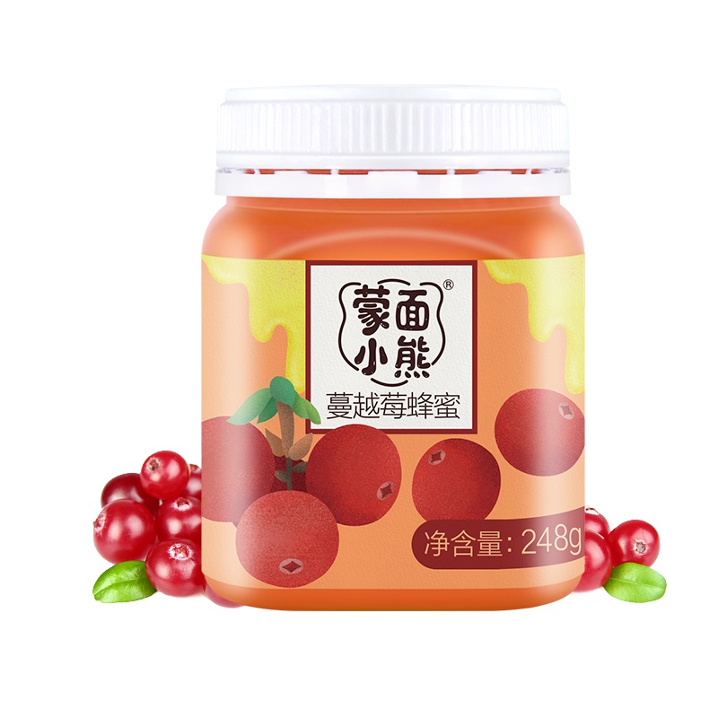 蒙面小熊蔓越莓椴树雪蜜水果蜂蜜248g小瓶装