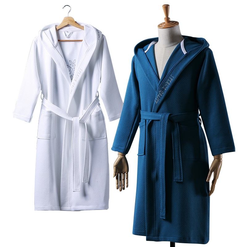京城派 浴袍男女 长款睡袍针织夹棉浴袍毛巾料五星级酒店加厚情侣吸水速干毛巾料浴衣