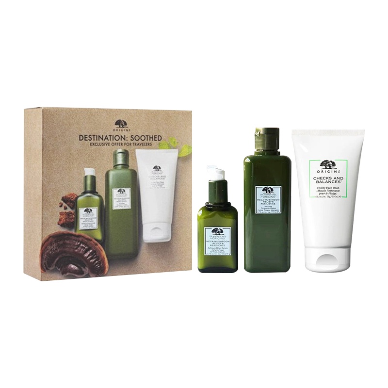ORIGINS悦木之源 灵芝好底子精华护肤3件套装礼盒 菌菇水一举两得灵芝精华