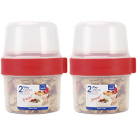 乐扣乐扣(lock&lock）双层多用塑料保鲜盒储物罐分隔密封罐套装（310ml+360ml）*2 LLS221S2