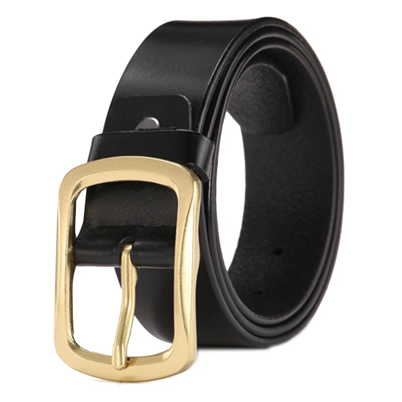 红品HONGPIN 男式针扣皮带 男士真皮腰带 时尚百搭韩版款牛皮中青年商务针扣真皮裤腰带 潮流休闲软面黑色针扣皮带
