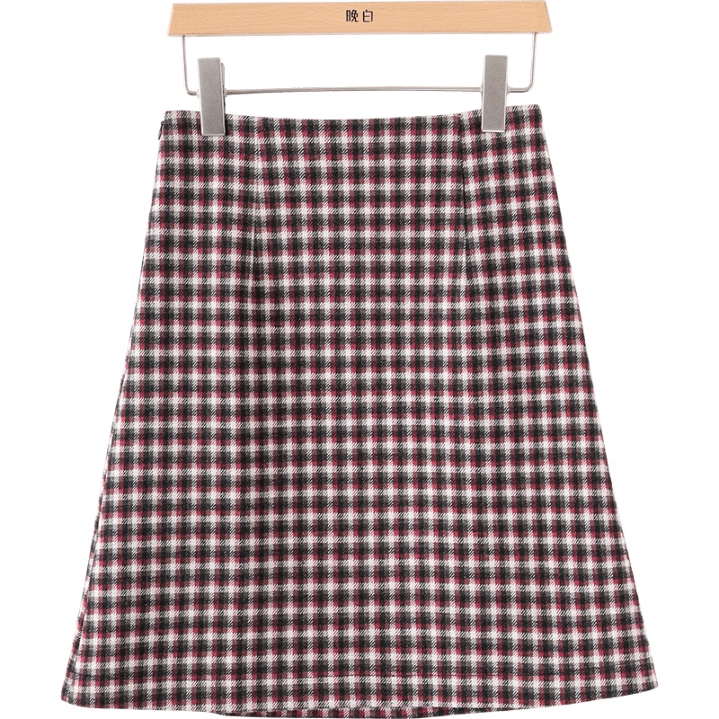 晚白2020冬季新品名媛淑女小香风通勤格子小A短裙半裙半身裙女