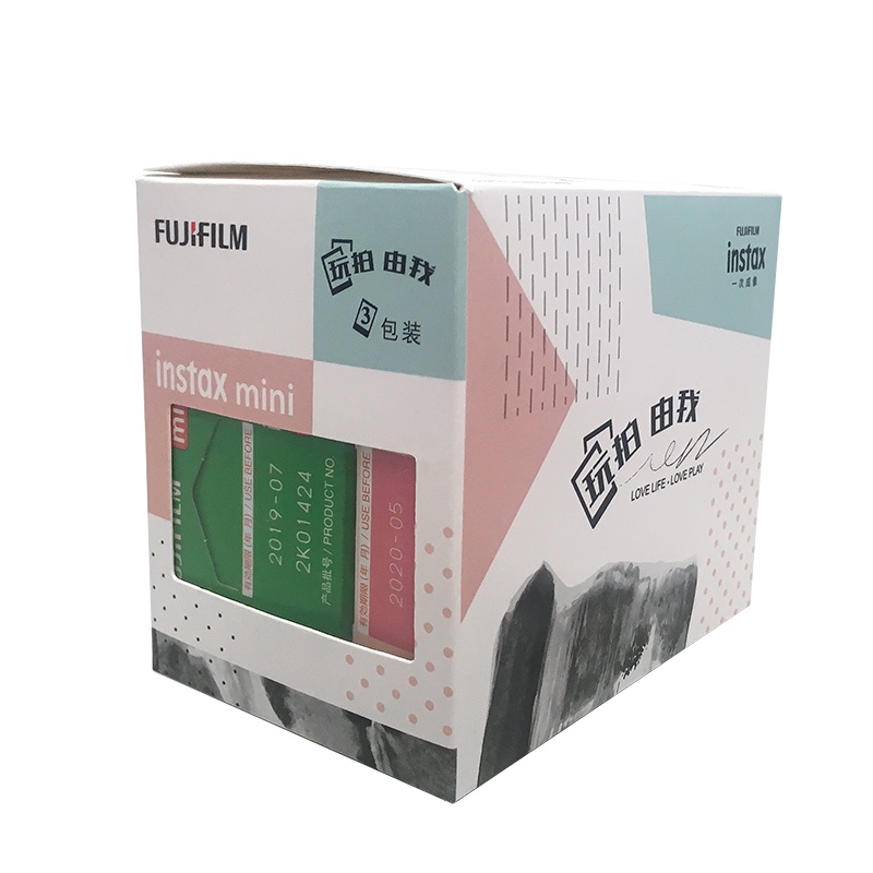 富士(FUJIFILM)INSTAX 拍立得相纸 mini通用相纸玩拍由我3包装 (20张白边相纸+随机10张彩边相纸)