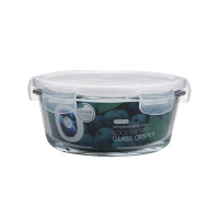 普业PY-1907圆形玻璃保鲜盒420毫升ML密封冰箱便当盒保鲜盒耐热玻璃保鲜盒饭盒便当盒冰箱整理盒微波炉专用