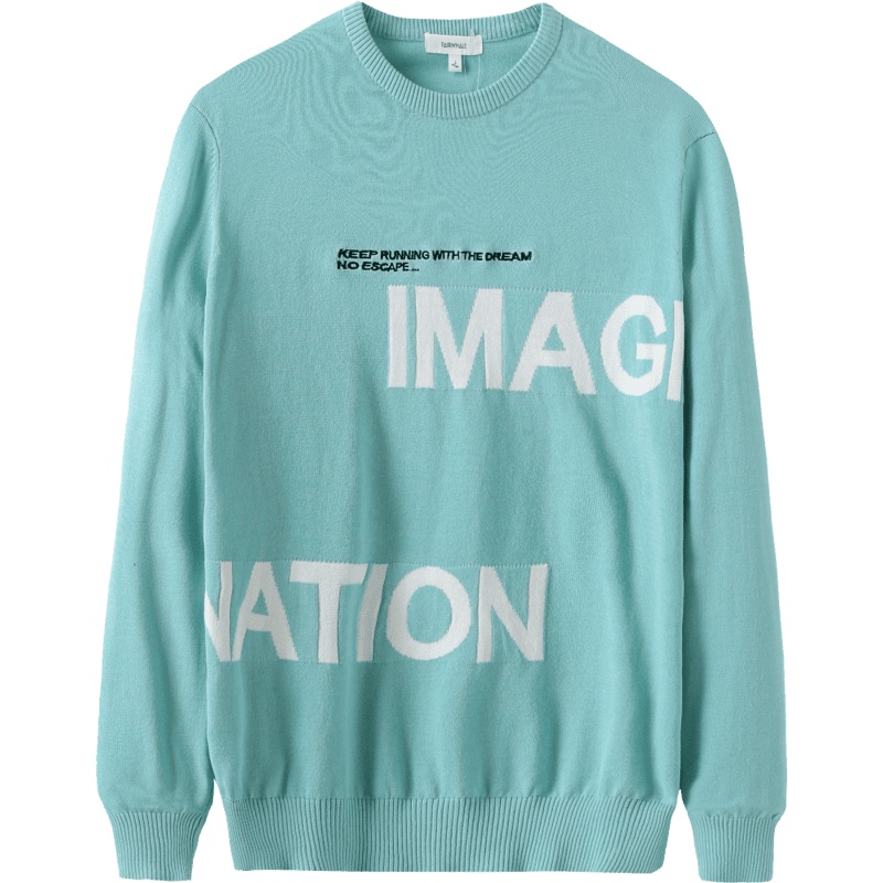 马克华菲针织衫男士2019春季新款柔软提花刺绣圆领打底毛衣潮