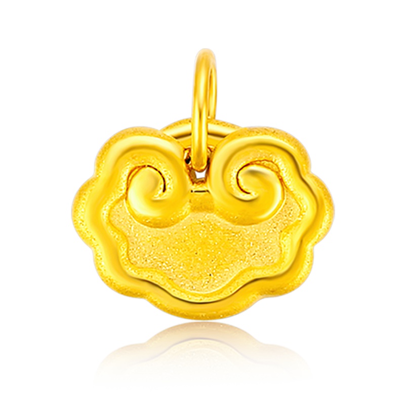 金一足金3D硬金浮雕祥云女士 黄金吊坠 足金挂坠祥云锁送宝宝新款 (定价)ACB026