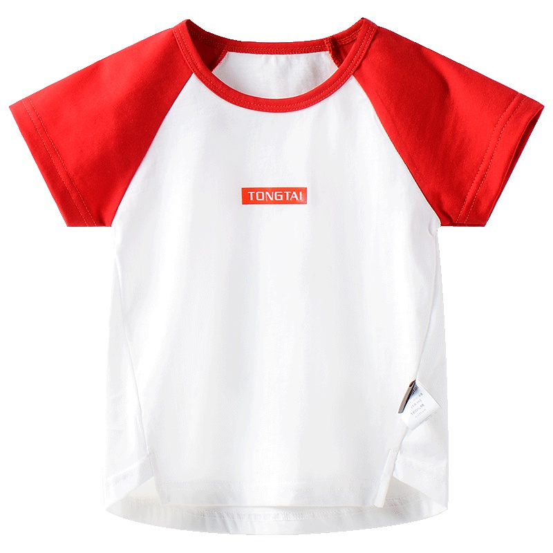 童泰TONGTAI婴童T恤夏季婴儿半袖上衣1-4岁拼色休闲短袖纯棉T恤儿童通用110cm