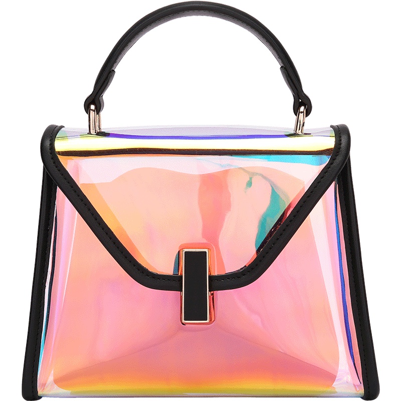 镭射包2019液体透明包包女果冻包迷你凯莉手提包单肩斜挎小包