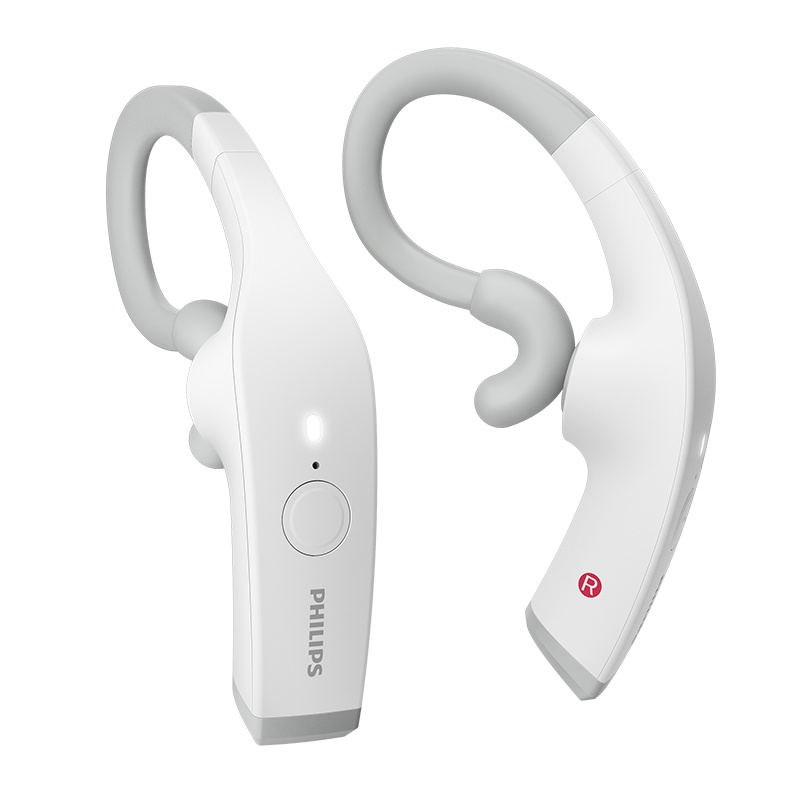 Philips/飞利浦TAA8606白色 新型骨传导耳机无线蓝牙运动耳机挂耳式夜跑灯设计无线充电双麦克风降噪